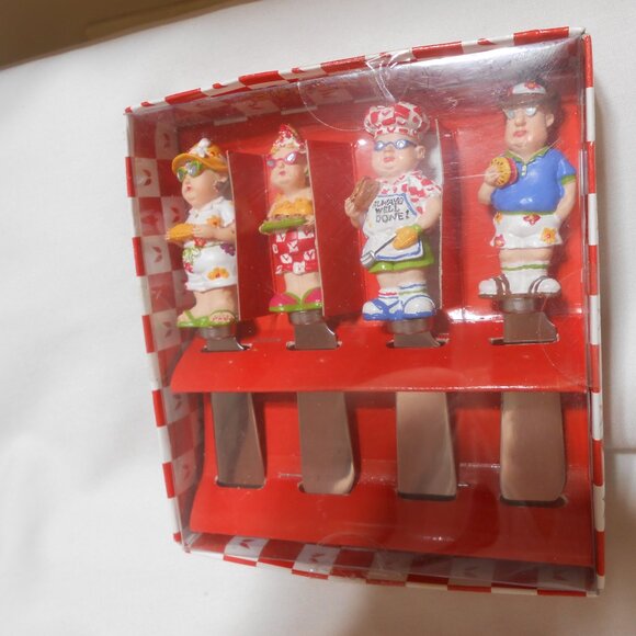 NEW 4 PIECE SET BACKYARD BBQ STAINLESS STEEL KNIFE DIP BUTTER SPREADERS GREAT π - Picture 2 of 9